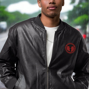HRMI Logo Leather Bomber Jacket