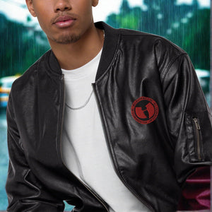 HRMI Logo Leather Bomber Jacket