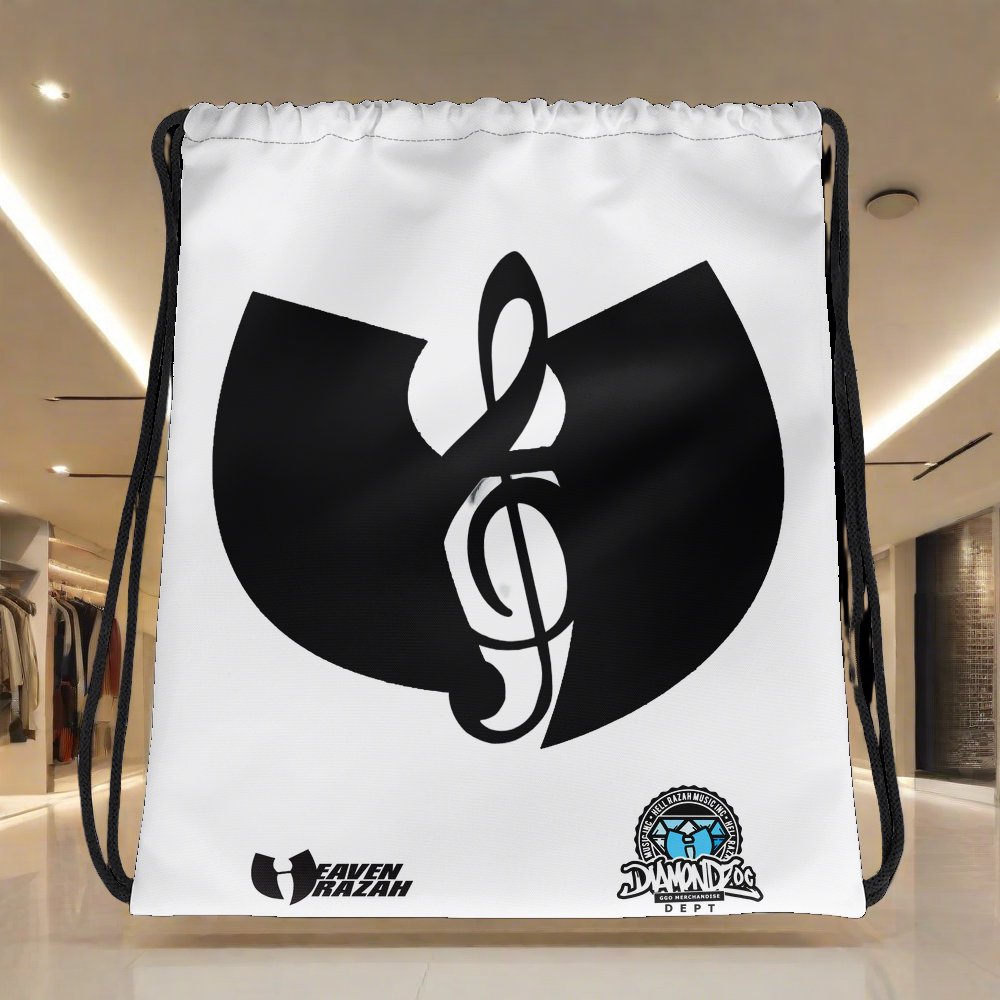Official HellRazah Music Inc Designer Drawstring Bag HeavenRazah Merchandise Graphics by SmuveMassBeatz