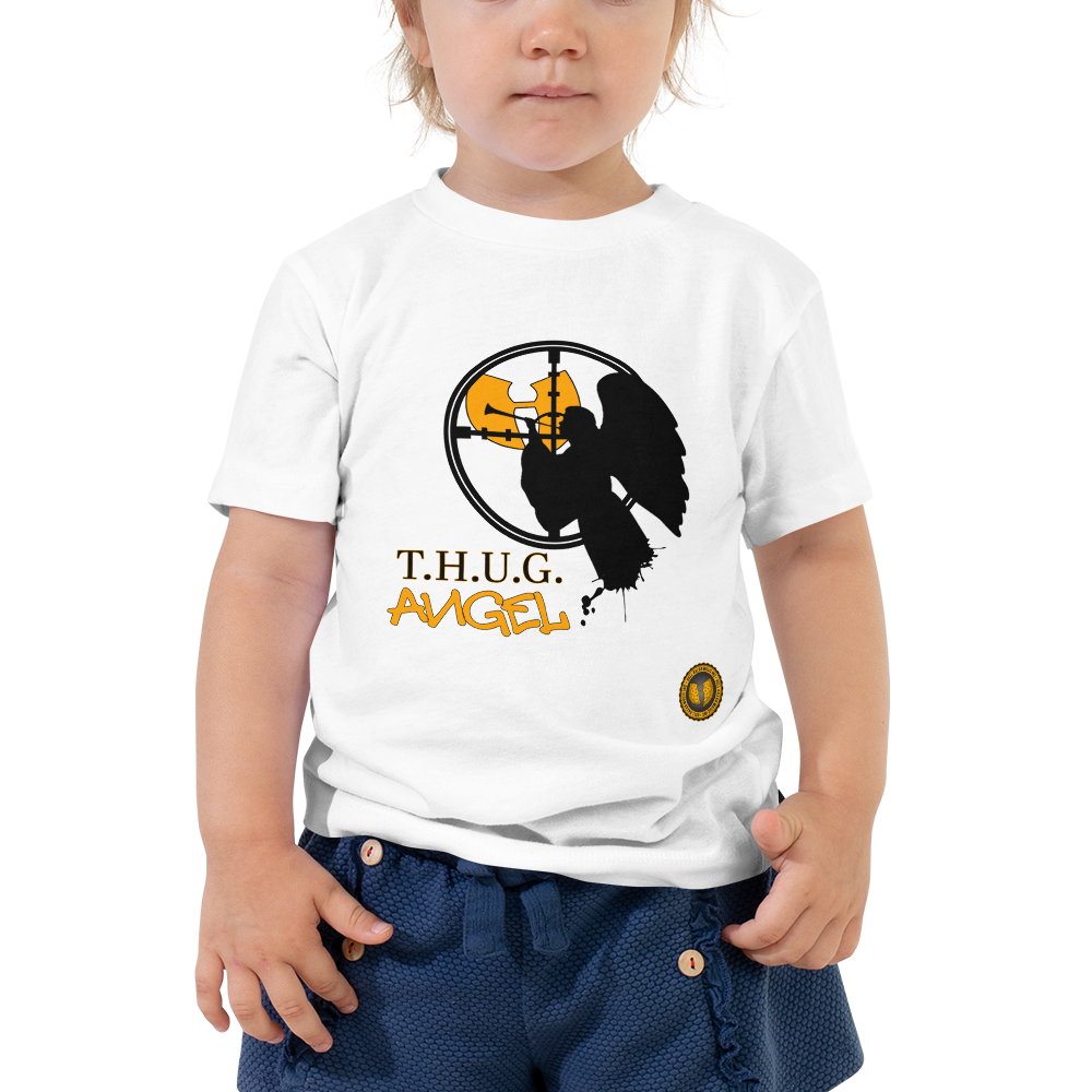 Official HellRazah Music Inc Youth Design T.H.U.G. Angel Toddler Short Sleeve Tee HeavenRazah Merch Graphics by iHustle365