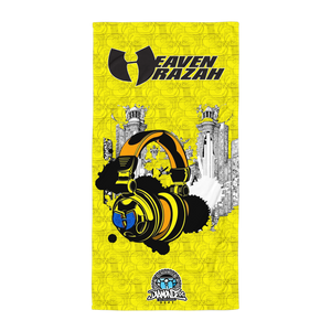 Official HellRazah Music Inc Limited Edition Headphones Designer Beach Towel HeavenRazah Merchandise Graphics by iHustle365