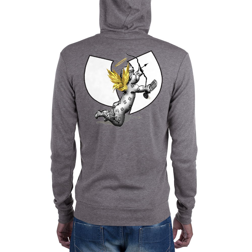 Official Hell Razah Music Inc Cherub with Mic Heaven Razah Merch Unisex Zip Hoodie Graphics by SmuveMassBeatz