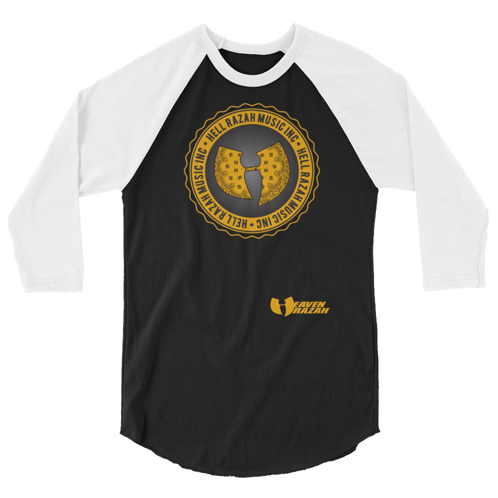 Official Hell Razah Music Inc Logo Designer Tee 3/4 sleeve raglan shirt