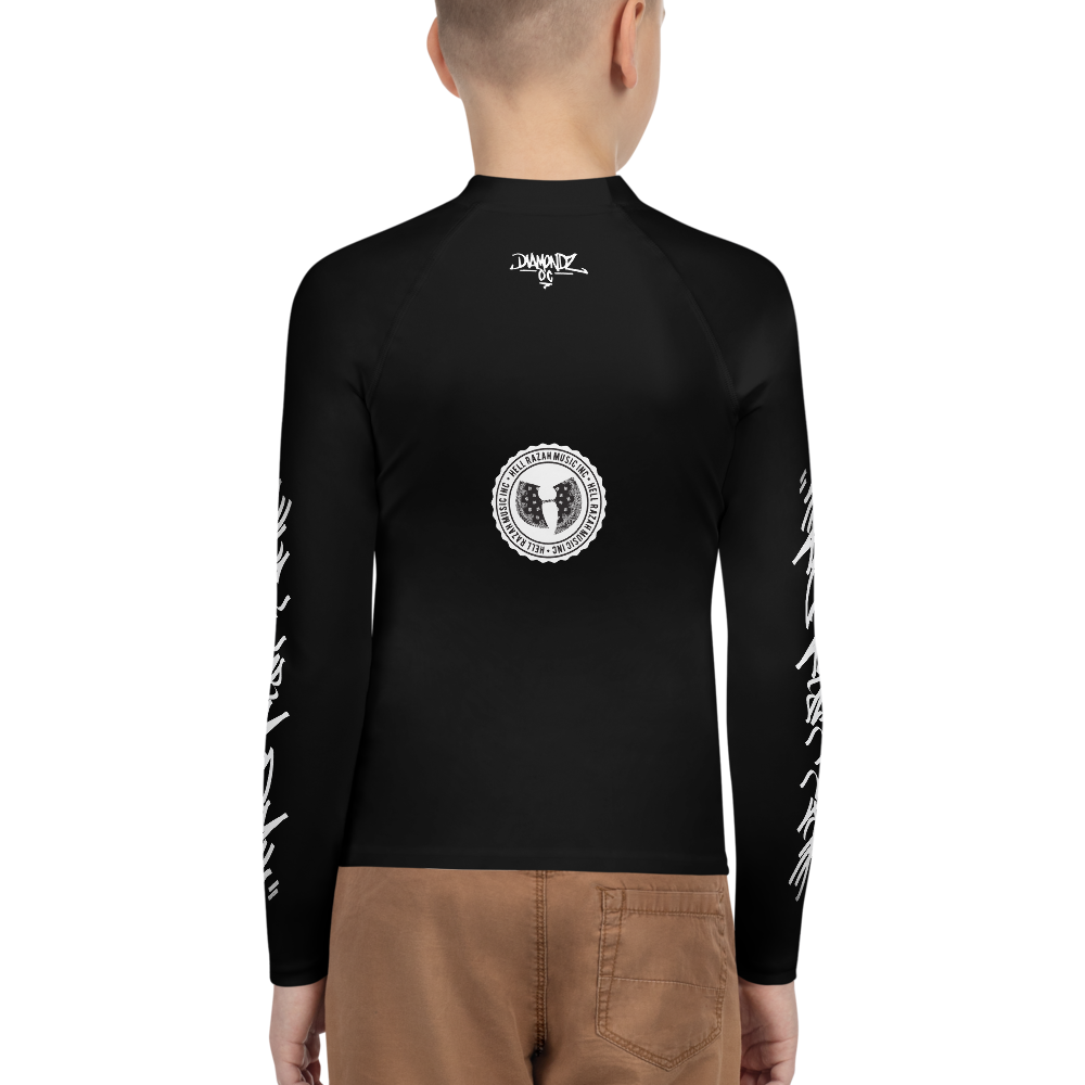 Official HellRazah Music Inc. Skateboarding Tagger Style Athletic Unisex Youth Rash Guard HeavenRazah Merch Graphics by Sly Ski Original
