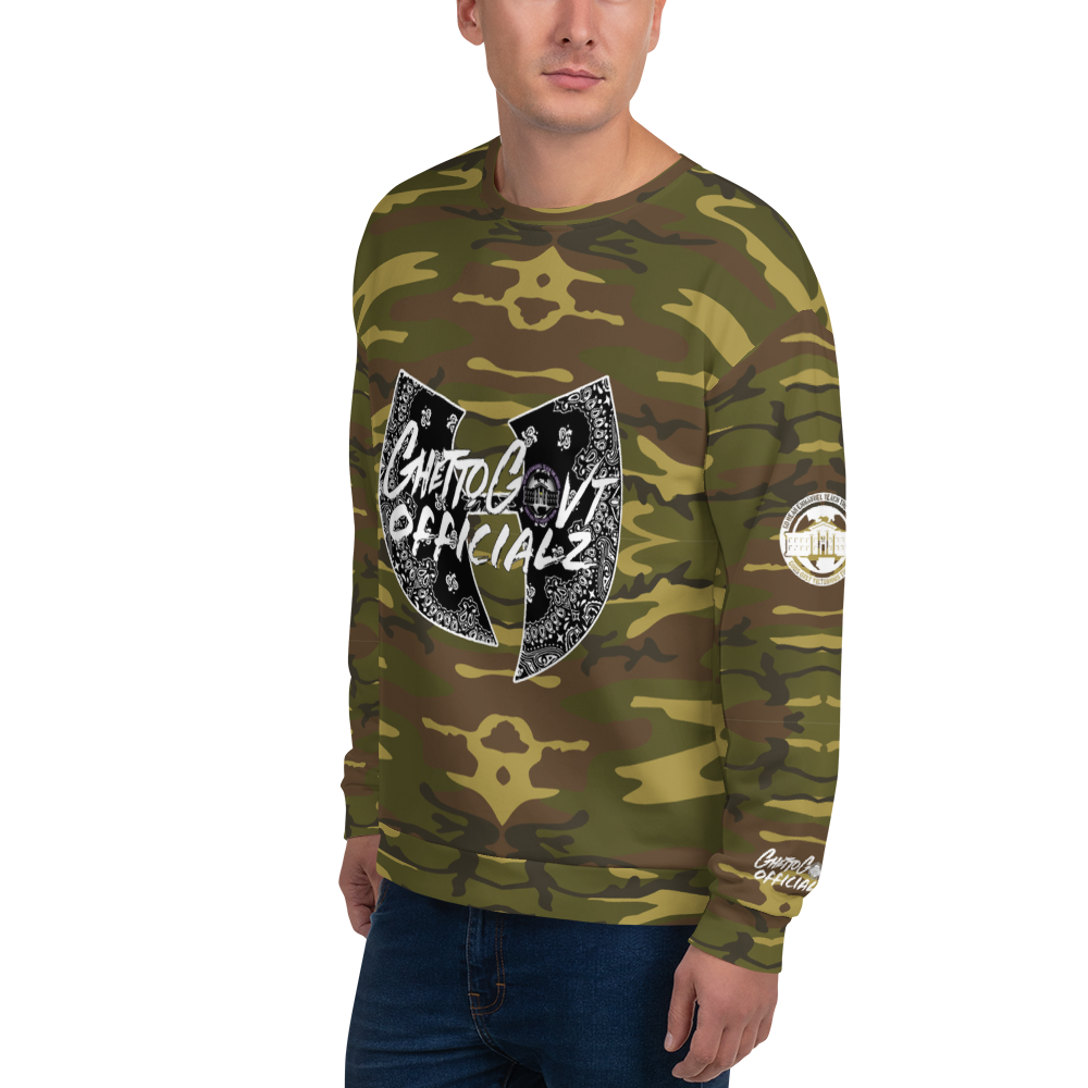 Ghetto Gov't Officialz GGO Wingz Up Green Camo Soft Sublimated Designer Unisex Sweatshirt