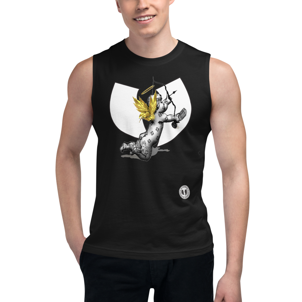 Limited Edition Hell Razah Music Inc. Cherub Angel Wings on back Muscle Shirt Graphics by Smuve Mass Beatz