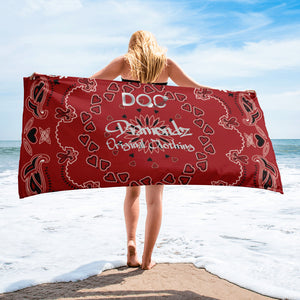 Red Bandana Designer Beach Towel by Diamondz Original Clothing