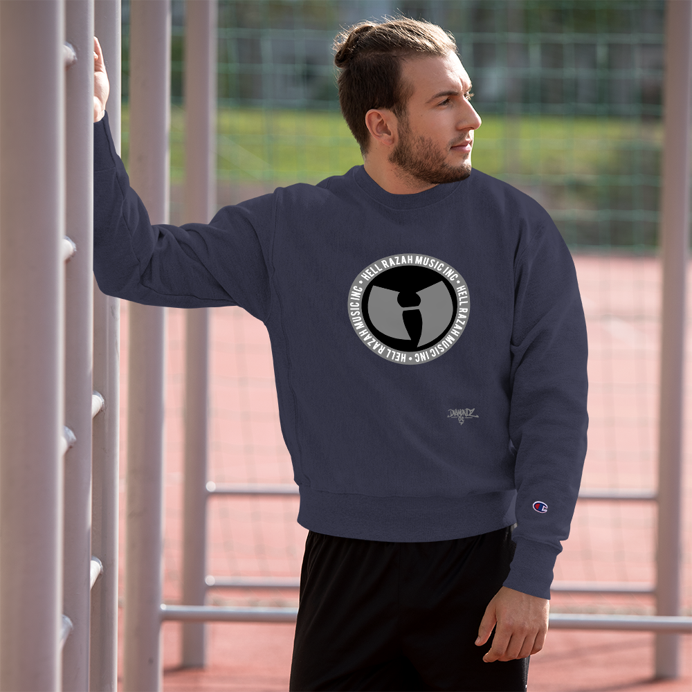 HRMI Black and Gray Logo HellRazah Music Inc. Designer Champion Sweatshirt HeavenRazah