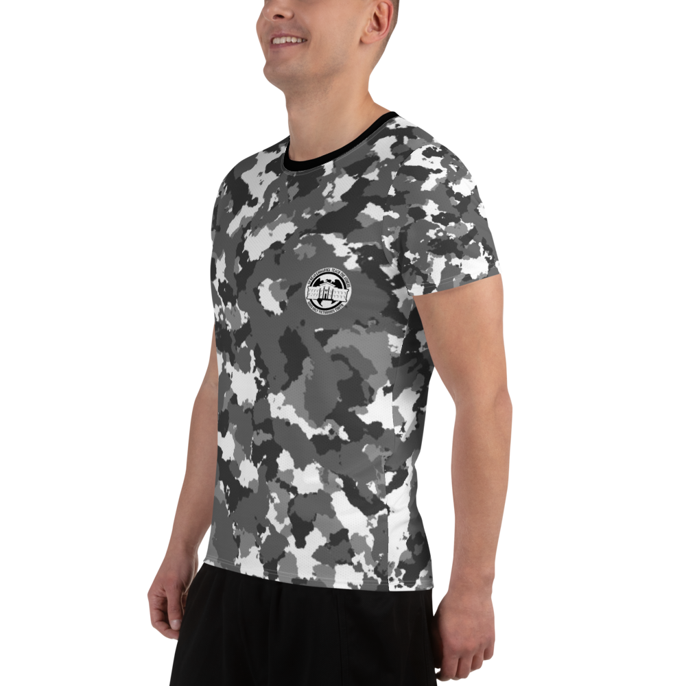Ghetto Gov't Officialz Logo Snow Camo Designer Sublimated Men's Athletic Tee Breathable T-Shirt