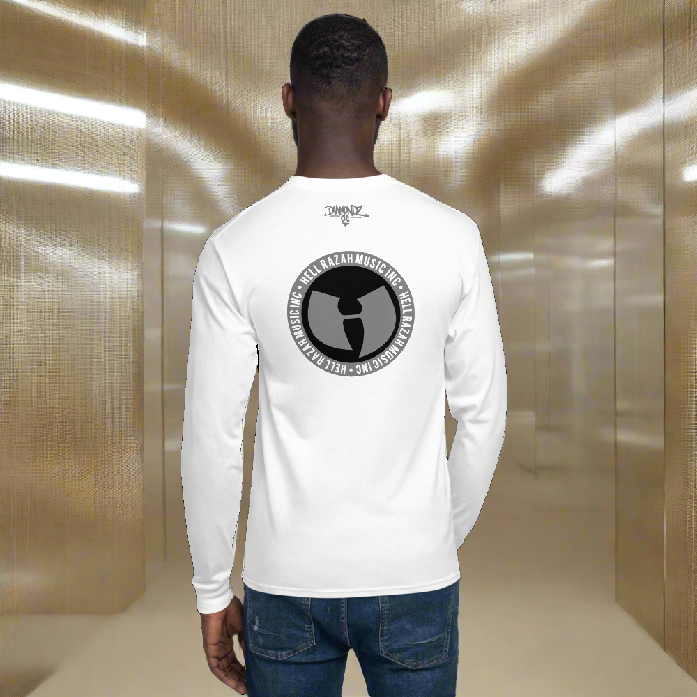 HRMI Gray and Black Logo HellRazah Music Inc. Designer Men's Champion Long Sleeve Shirt HeavenRazah