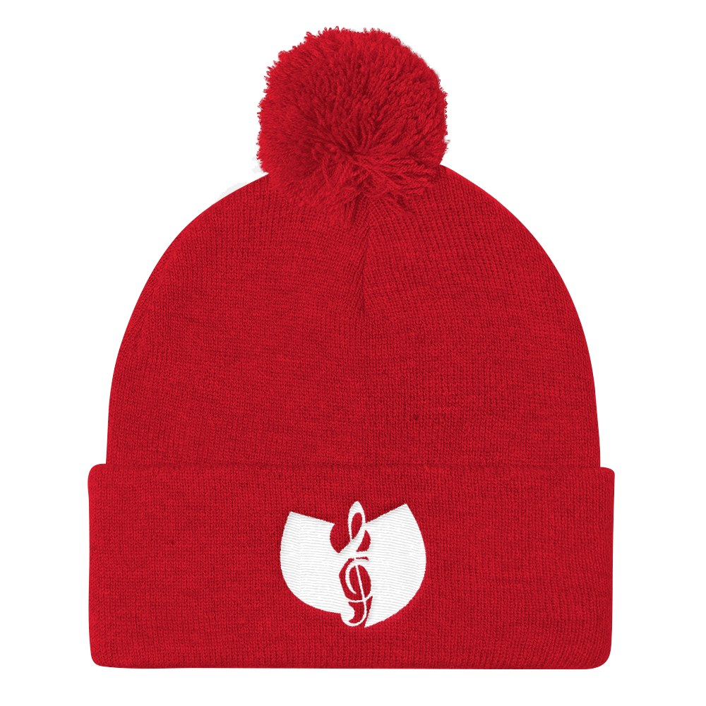 Official Hell Razah Music Inc. Smuve Note Logo Designer Embroidered Pom Pom Knit Cap Heaven Razah Merch Graphics by SmuveMassBeatz