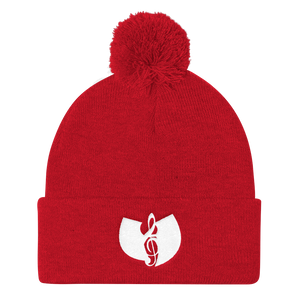 Official Hell Razah Music Inc. Smuve Note Logo Designer Embroidered Pom Pom Knit Cap Heaven Razah Merch Graphics by SmuveMassBeatz