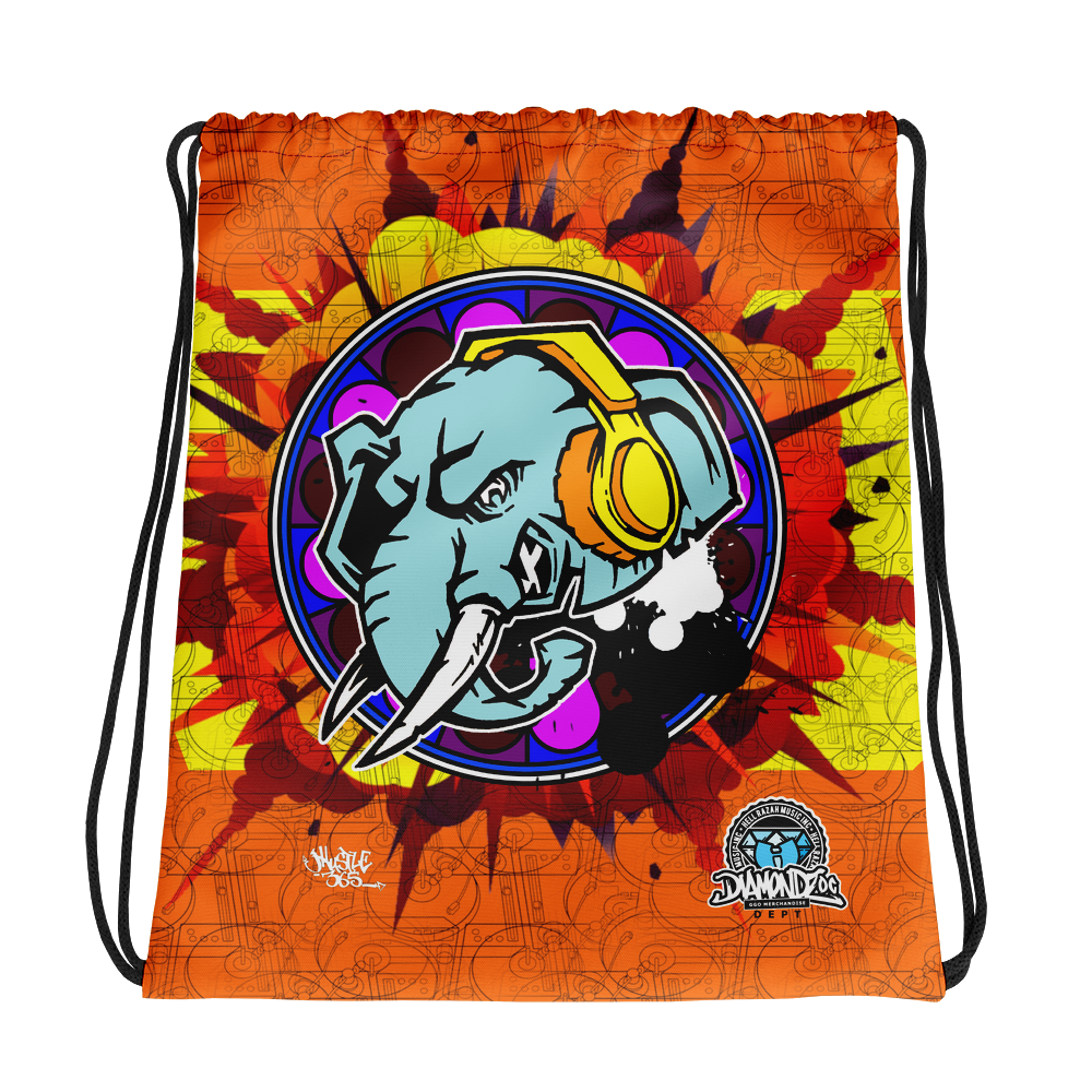 Official Hell Razah Music Inc Elephant Never Forgets Designer Drawstring Bag Heaven Razah Merch Graphics by iHustle365_