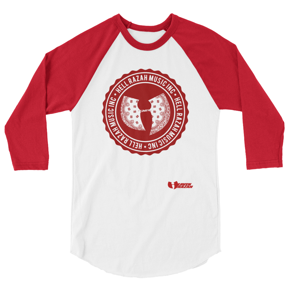Official Hell Razah Music Inc Logo Designer Tee 3/4 sleeve raglan shirt