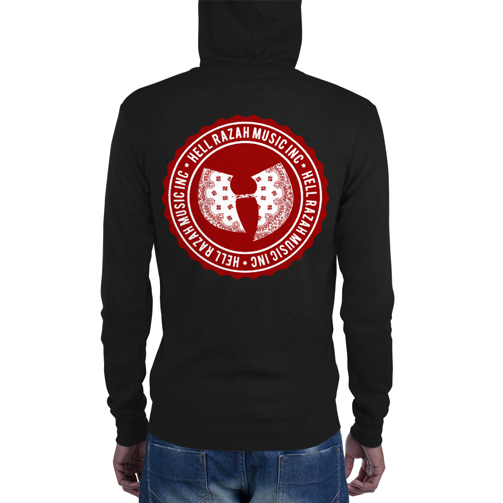 Official Hell Razah Music Inc. / Heaven Razah Red Bandana Unisex Zip Hoodie Graphics by Cuban Pete CS75 Designs