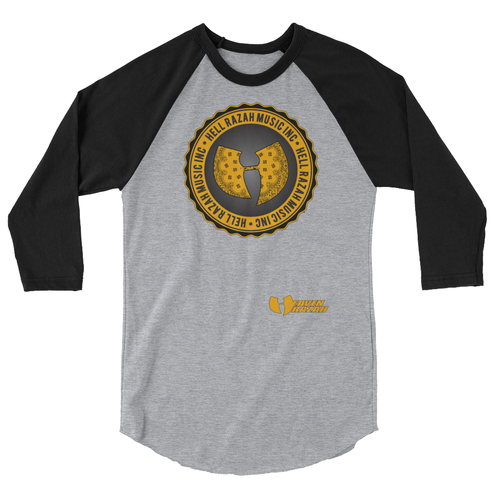 Official Hell Razah Music Inc Logo Designer Tee 3/4 sleeve raglan shirt