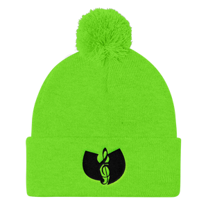 Official Hell Razah Music Inc. Smuve Note Logo Designer Embroidered Pom Pom Knit Cap Heaven Razah Merch Graphics by SmuveMassBeatz