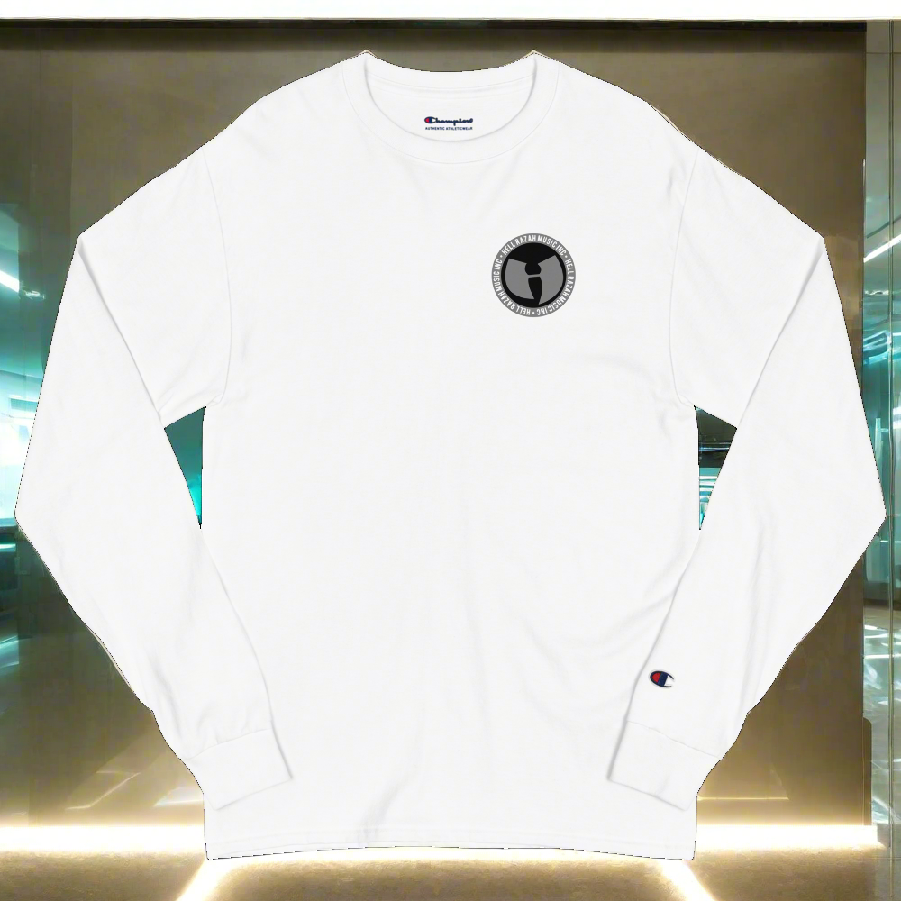 HRMI Gray and Black Logo HellRazah Music Inc. Designer Men's Champion Long Sleeve Shirt HeavenRazah