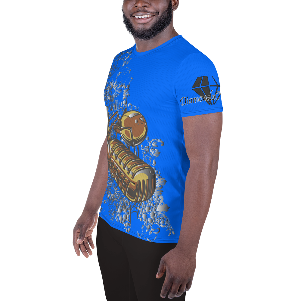 DiamondzOC Golden Mic Blue Sublimated Designer Soft Athletic T-shirt Tee