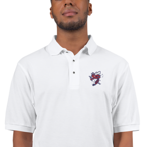 Hell Razah Music Inc Bee Red White and Navy Embroidered Polo Shirt Bee by Culture Freedom