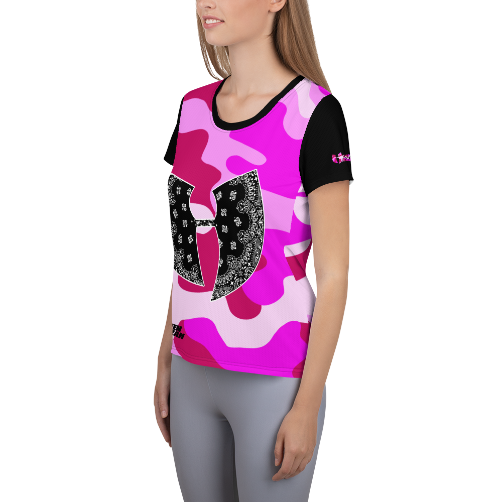 Official Heaven Razah / Hell Razah Music Pink Camo Short Sleeve Designer Women's Athletic T-shirt