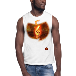 Official Hell Razah Music Inc. Fire Musical Note Designer Muscle Shirt Heaven Razah Merchandise Graphics by SmuveMassBeatz