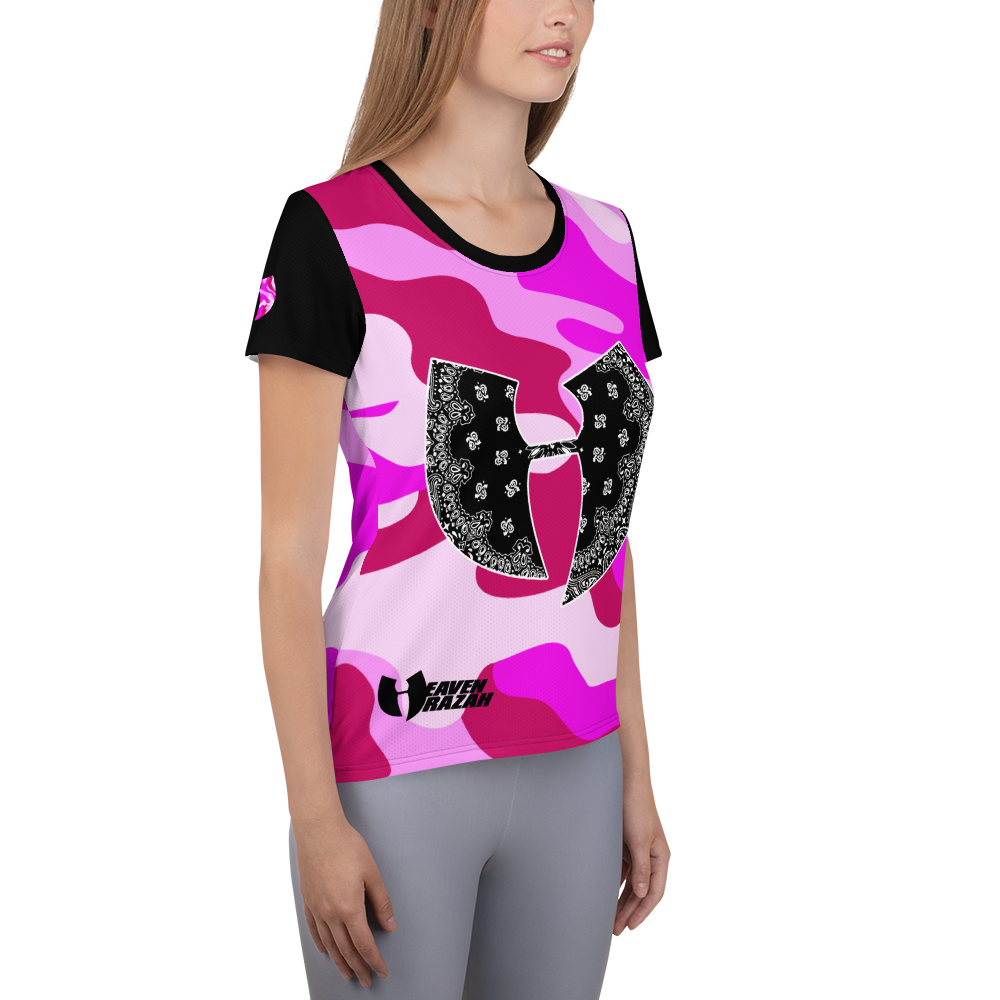 Official Heaven Razah / Hell Razah Music Pink Camo Short Sleeve Designer Women's Athletic T-shirt