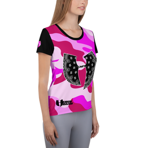 Official Heaven Razah / Hell Razah Music Pink Camo Short Sleeve Designer Women's Athletic T-shirt