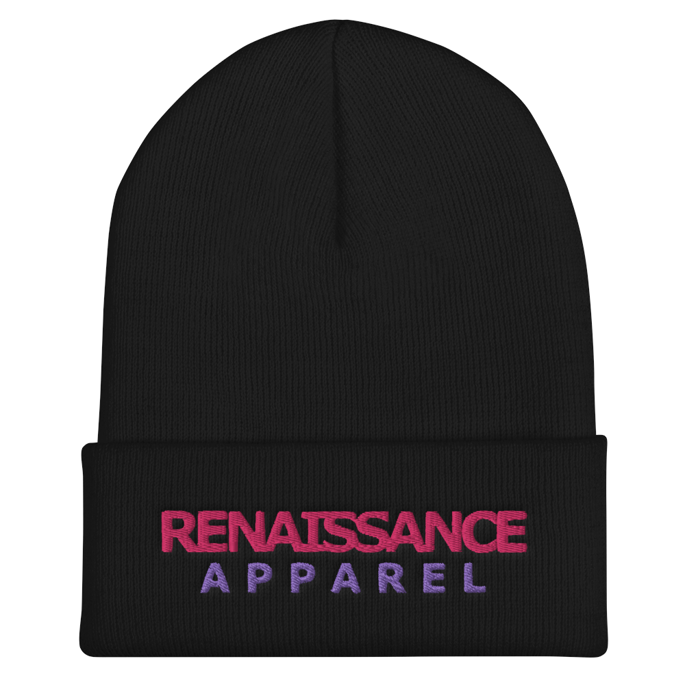 RRA Razah Renaissance Apparel Embroidered Pink - Purple Signature Cuffed Beanie