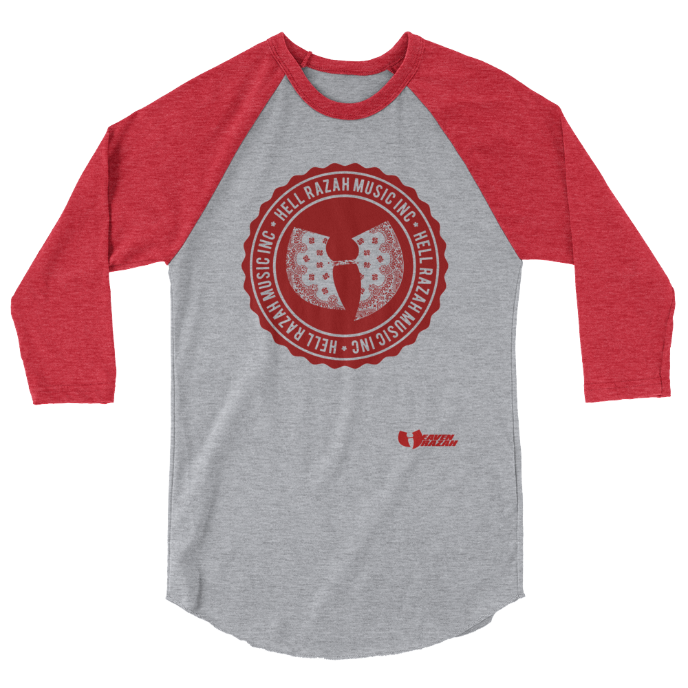 Official Hell Razah Music Inc Logo Designer Tee 3/4 sleeve raglan shirt