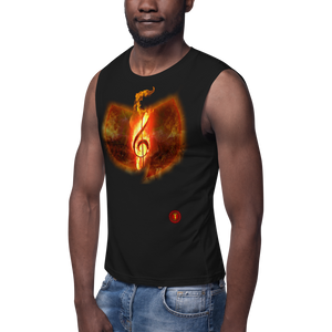 Official Hell Razah Music Inc. Fire Musical Note Designer Muscle Shirt Heaven Razah Merchandise Graphics by SmuveMassBeatz