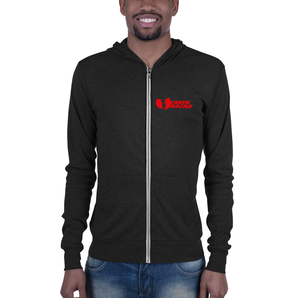 Official Hell Razah Music Inc. / Heaven Razah Red Bandana Unisex Zip Hoodie Graphics by Cuban Pete CS75 Designs