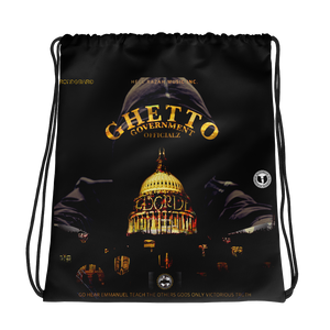GHETTO GOV'T OFFICIALZ Capitol Building Limited Designer Drawstring Bag HeavenRazah - HellRazah Music Inc. Graphics by GGO Switzerland