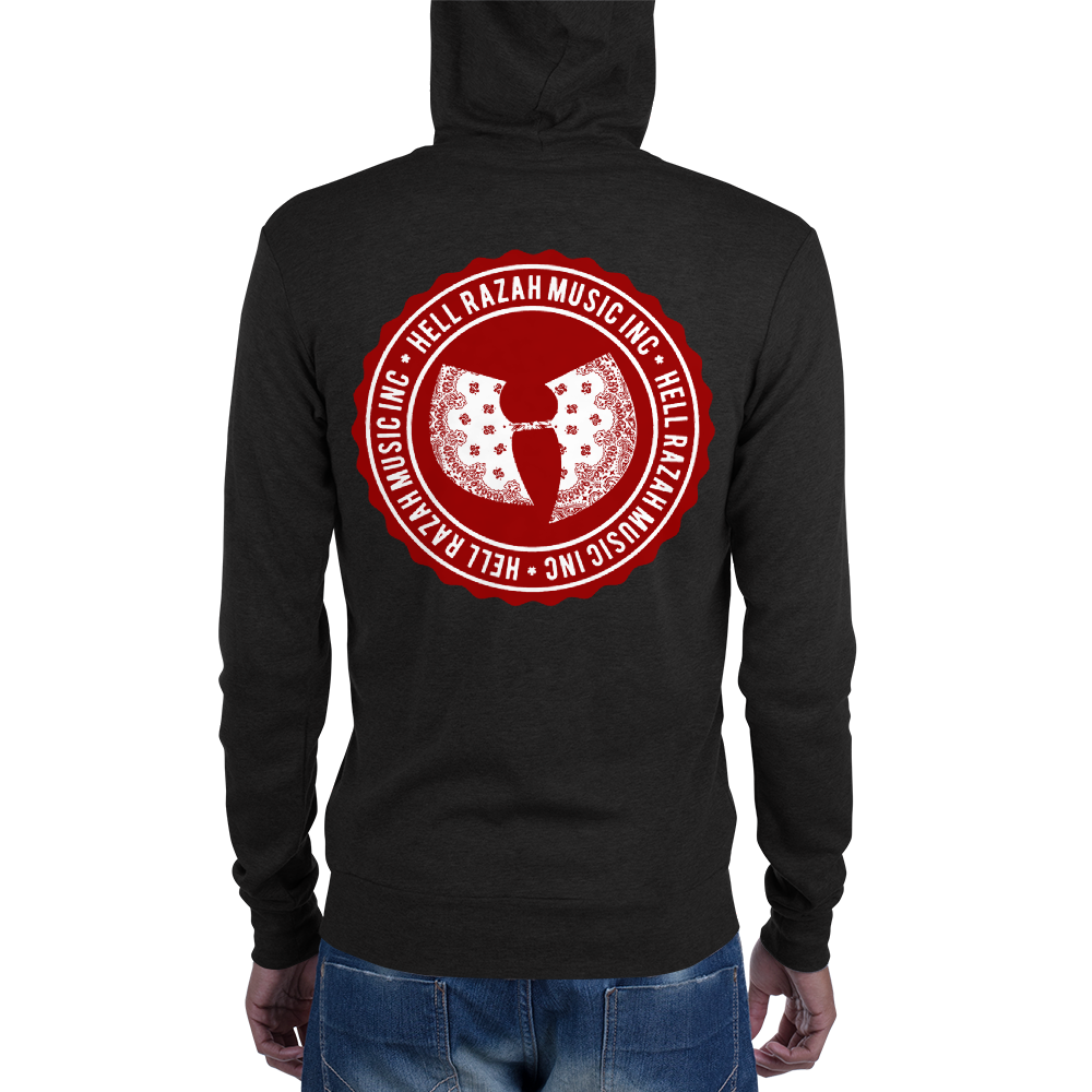 Official Hell Razah Music Inc. / Heaven Razah Red Bandana Unisex Zip Hoodie Graphics by Cuban Pete CS75 Designs