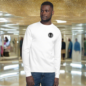 HRMI Gray and Black Logo HellRazah Music Inc. Designer Men's Champion Long Sleeve Shirt HeavenRazah