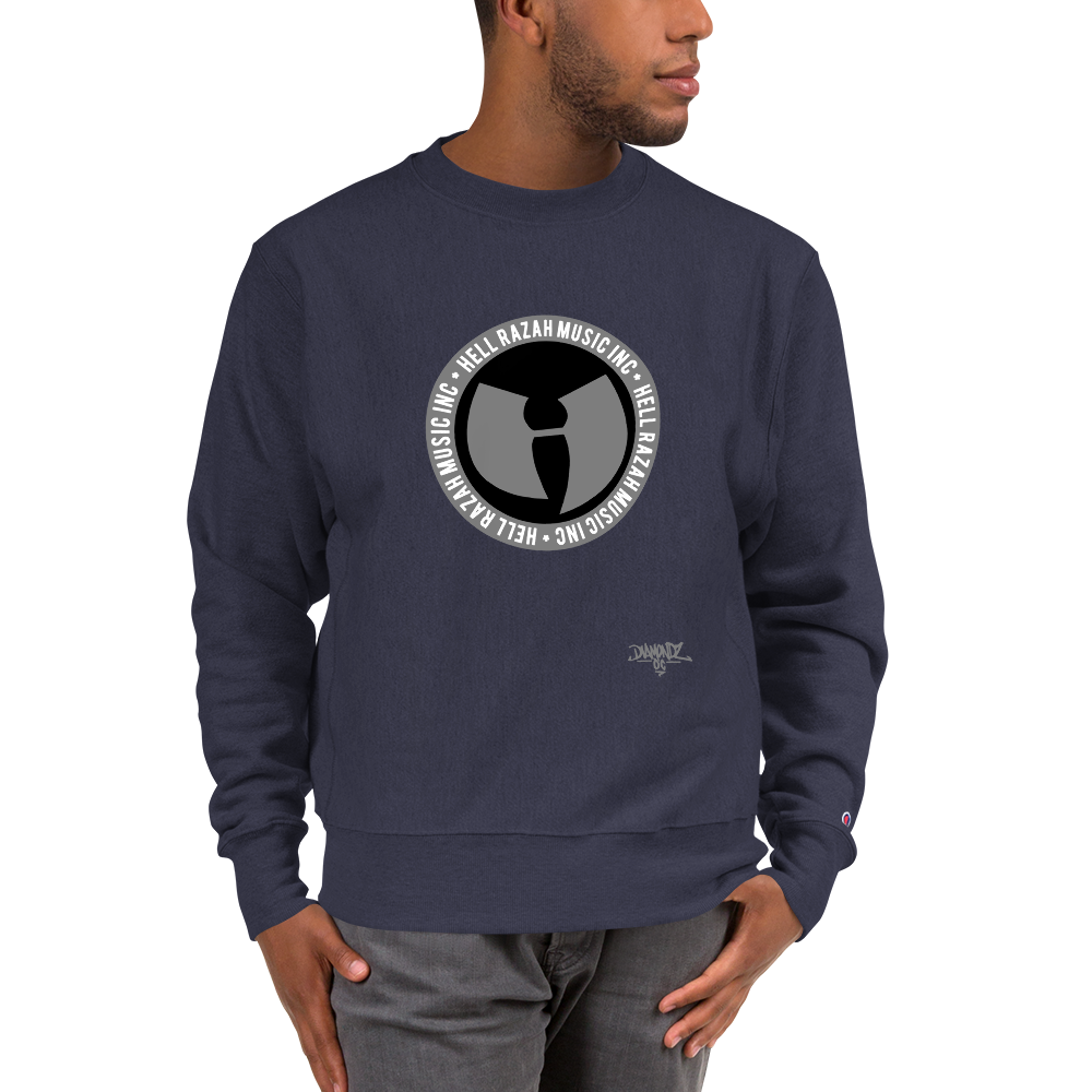 HRMI Black and Gray Logo HellRazah Music Inc. Designer Champion Sweatshirt HeavenRazah