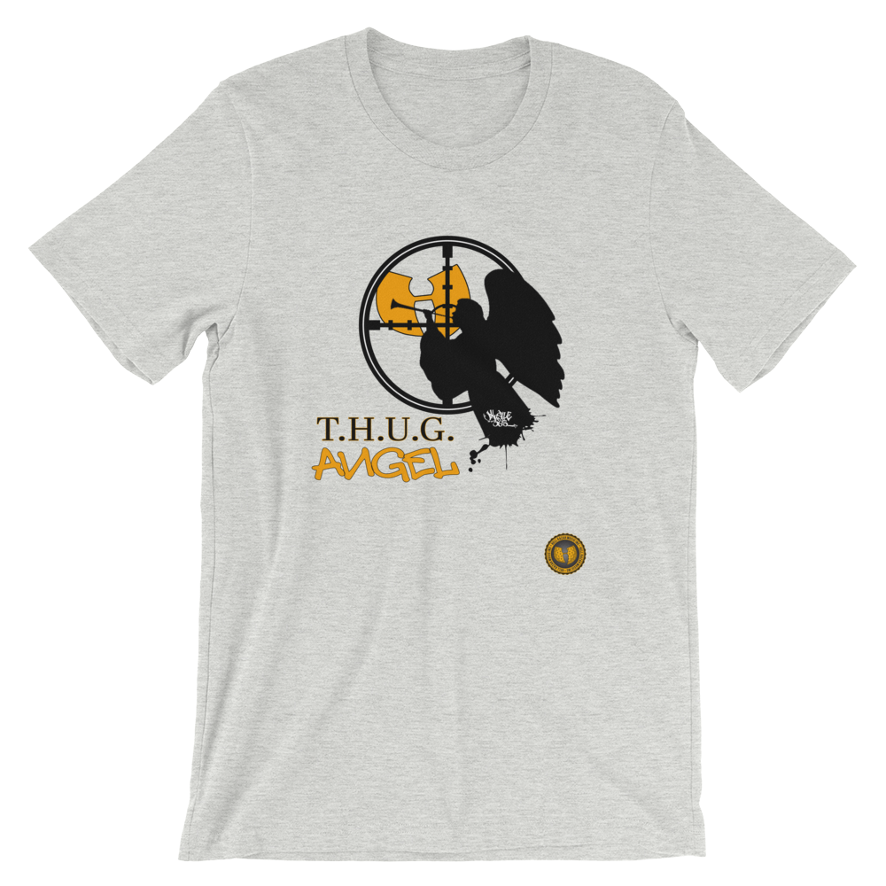 Official Hell Razah Music Inc T.H.U.G. Angel Designer Tee Short-Sleeve Unisex T-Shirt Graphics by iHustle365_ Heaven Razah Merch