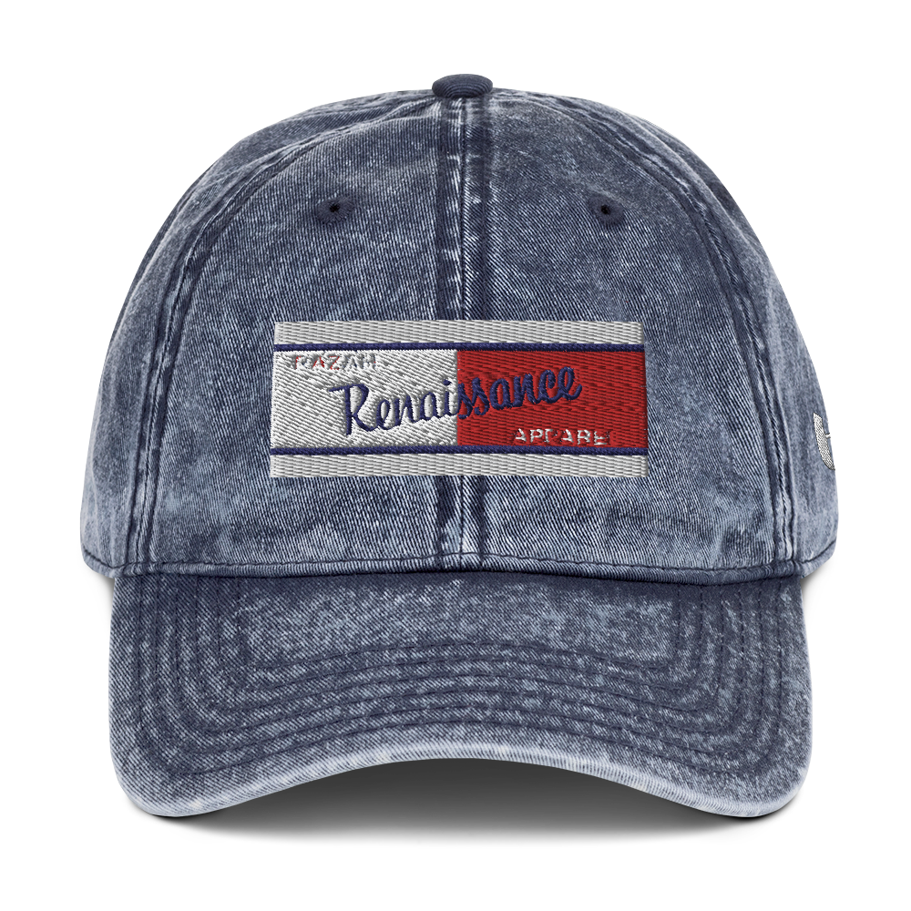 Razah Renaissance Apparel Red White Blue Embroidered Vintage Cotton Twill Cap