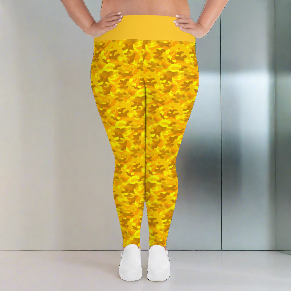Renaissance Apparel Gold Camo Voluptuous Plus Size Leggings