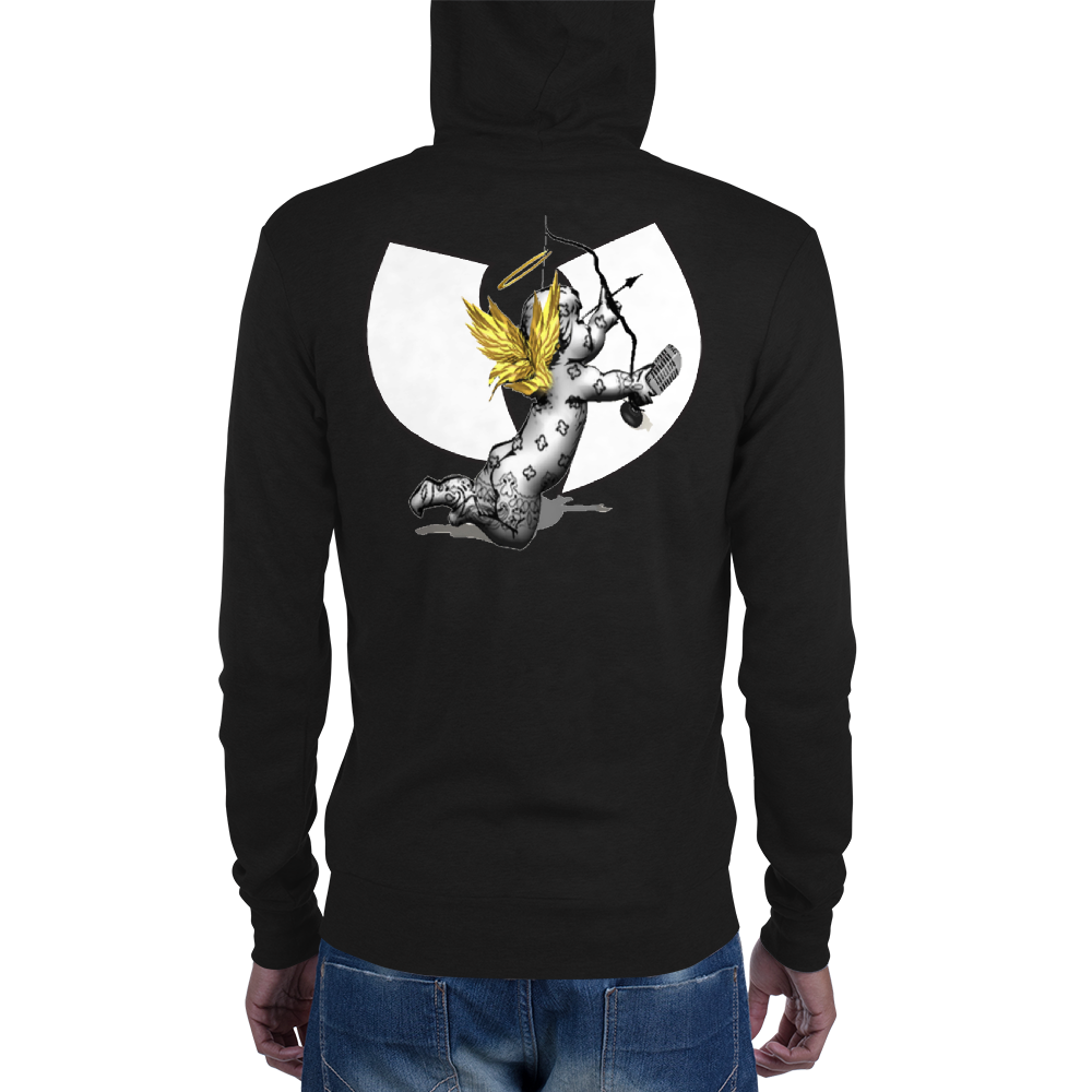 Official Hell Razah Music Inc Cherub with Mic Heaven Razah Merch Unisex Zip Hoodie Graphics by SmuveMassBeatz