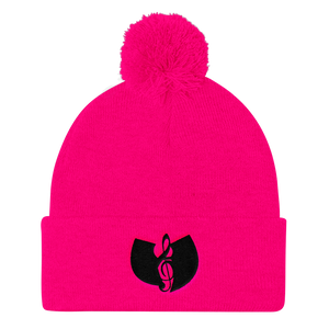 Official Hell Razah Music Inc. Smuve Note Logo Designer Embroidered Pom Pom Knit Cap Heaven Razah Merch Graphics by SmuveMassBeatz