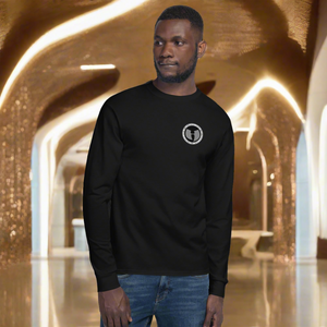HRMI Gray and Black Logo HellRazah Music Inc. Designer Men's Champion Long Sleeve Shirt HeavenRazah