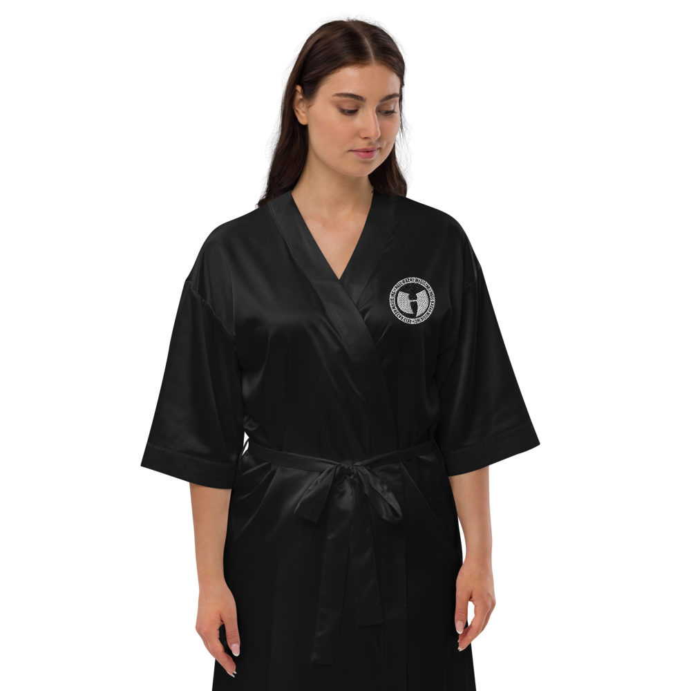HRMI HellRazah Music Inc. Embroidered Logo Satin Robe