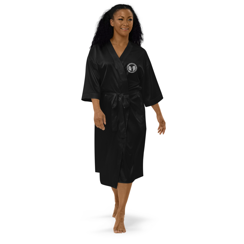 HRMI HellRazah Music Inc. Embroidered Logo Satin Robe