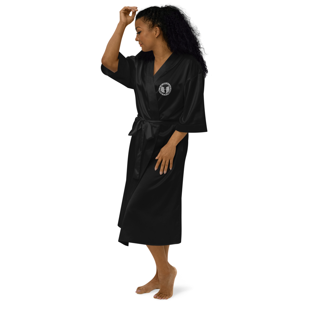HRMI HellRazah Music Inc. Embroidered Logo Satin Robe