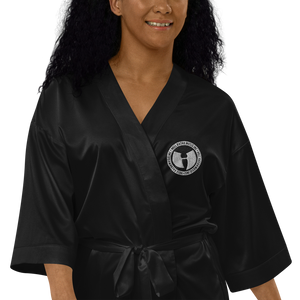 HRMI HellRazah Music Inc. Embroidered Logo Satin Robe