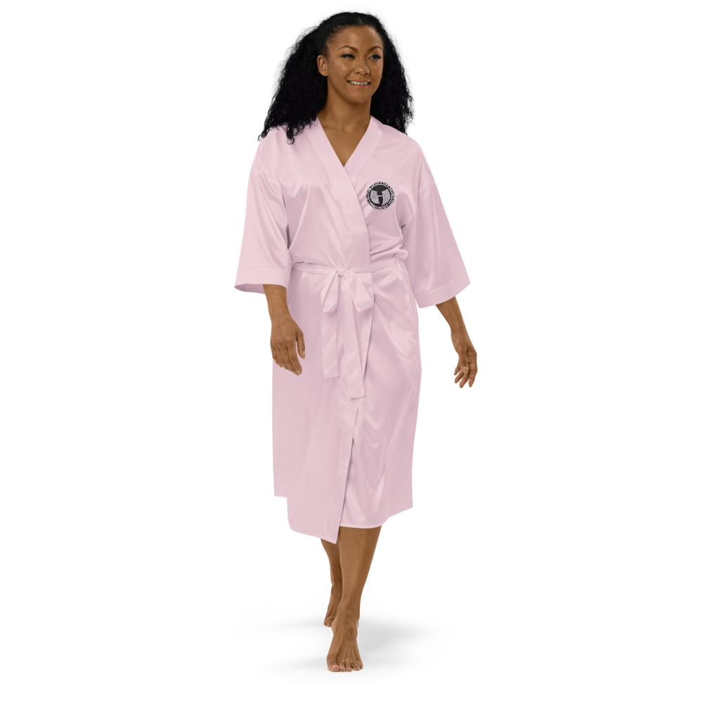 HRMI HellRazah Music Inc. Embroidered Logo Satin Robe
