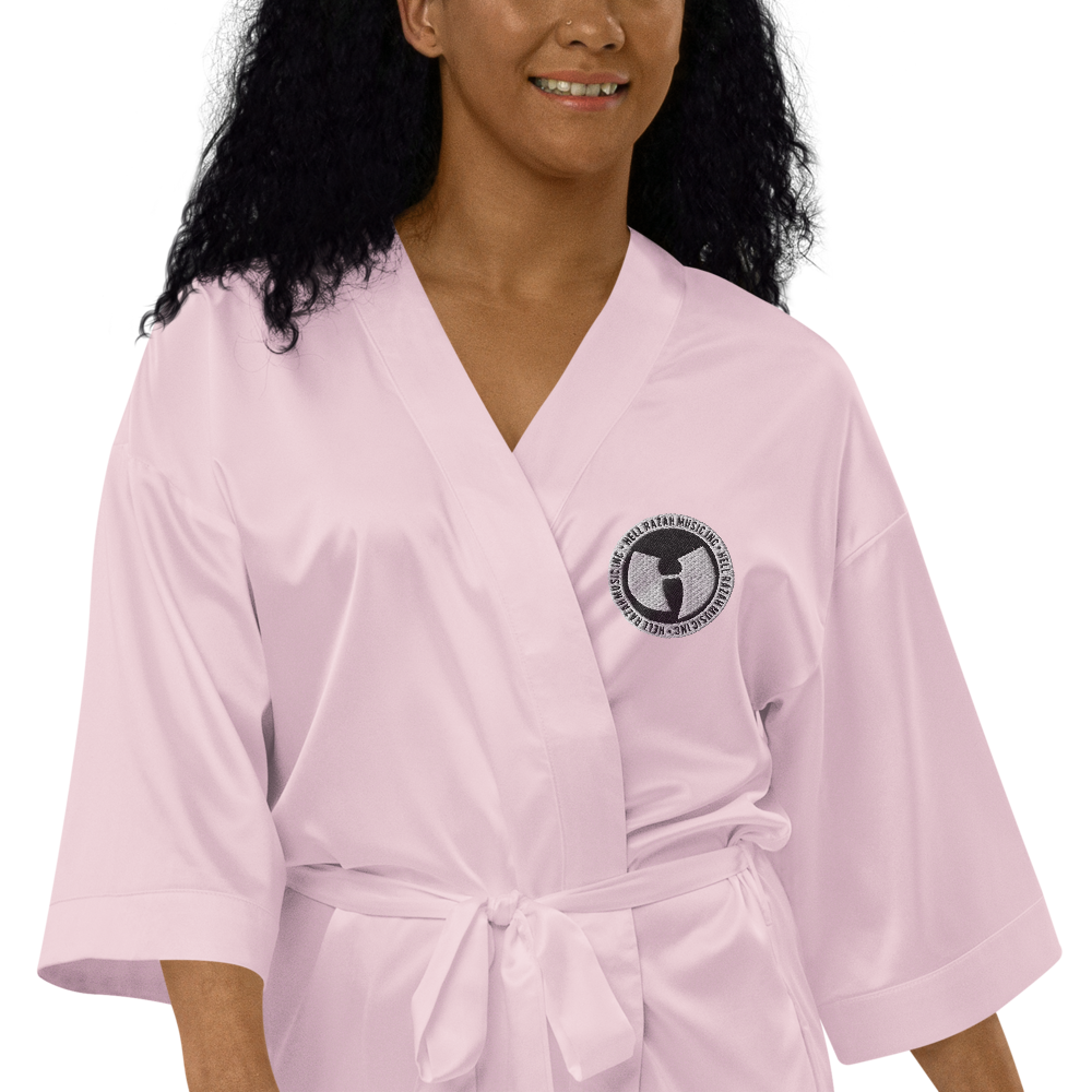 HRMI HellRazah Music Inc. Embroidered Logo Satin Robe