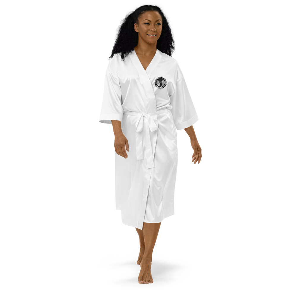HRMI HellRazah Music Inc. Embroidered Logo Satin Robe