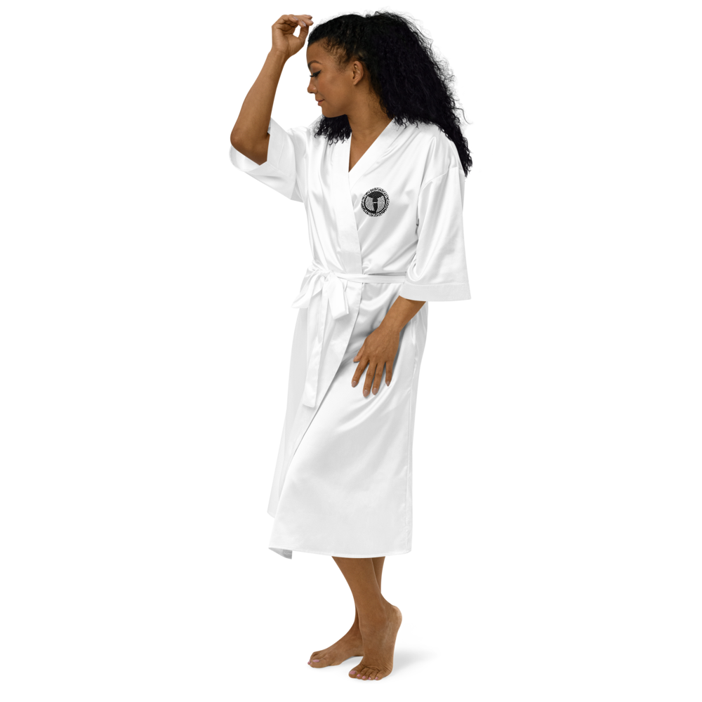 HRMI HellRazah Music Inc. Embroidered Logo Satin Robe